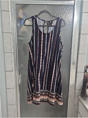 Derek Heart Navy Striped Border-Print Mini Dress